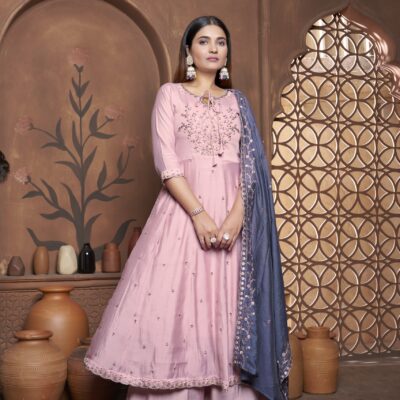 DR Kurti Hub – Blush Bloom Anarkali Set