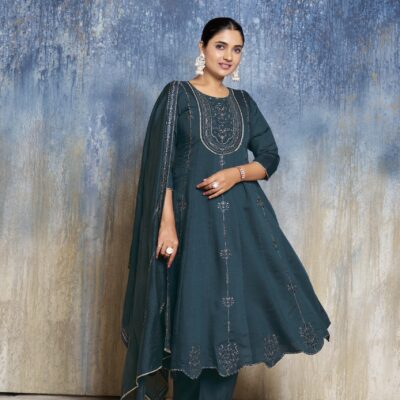 DR Kurti Hub – Midnight Grace Anarkali Set